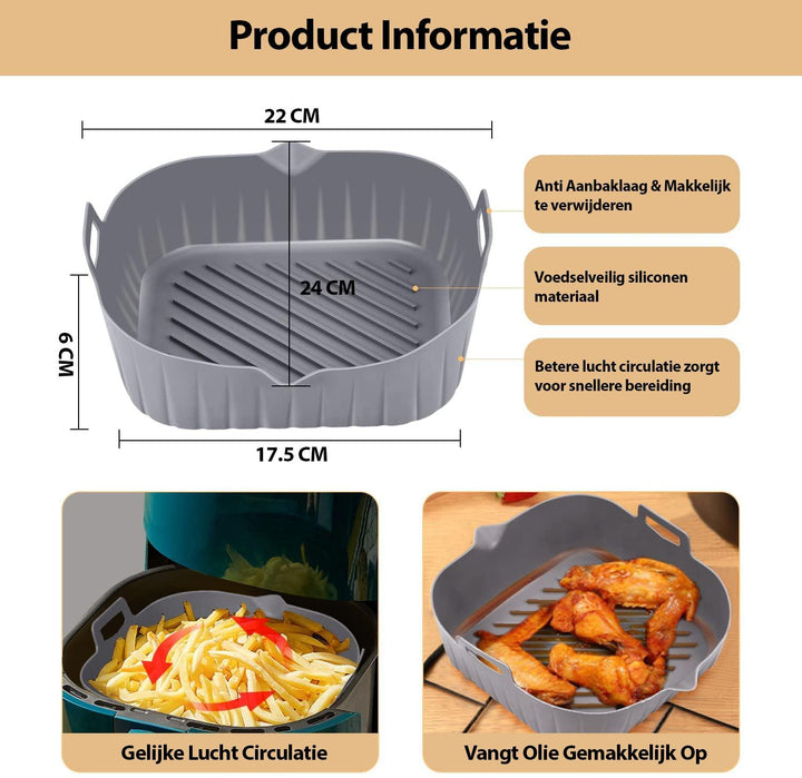 Siliconen AirFryer Mand L - Consumerce