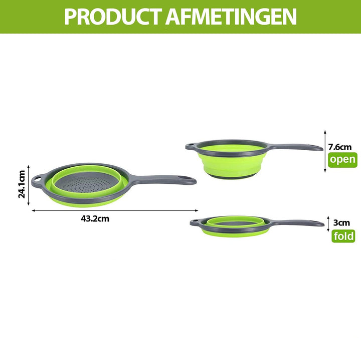 Siliconen Indrukbare Vergiet/Zeef met Handvat - Consumerce