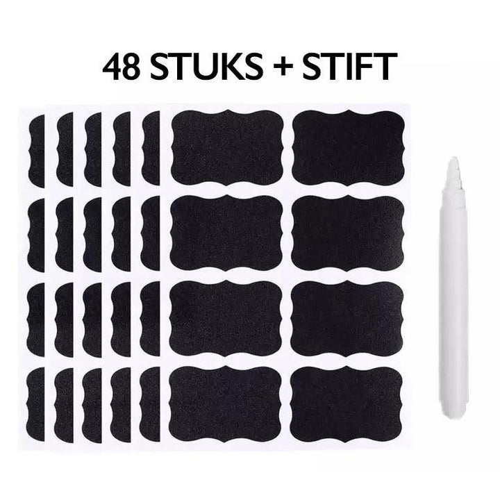 Set van 48 Kruiden Stickers voor Potjes met Krijtstift - Consumerce